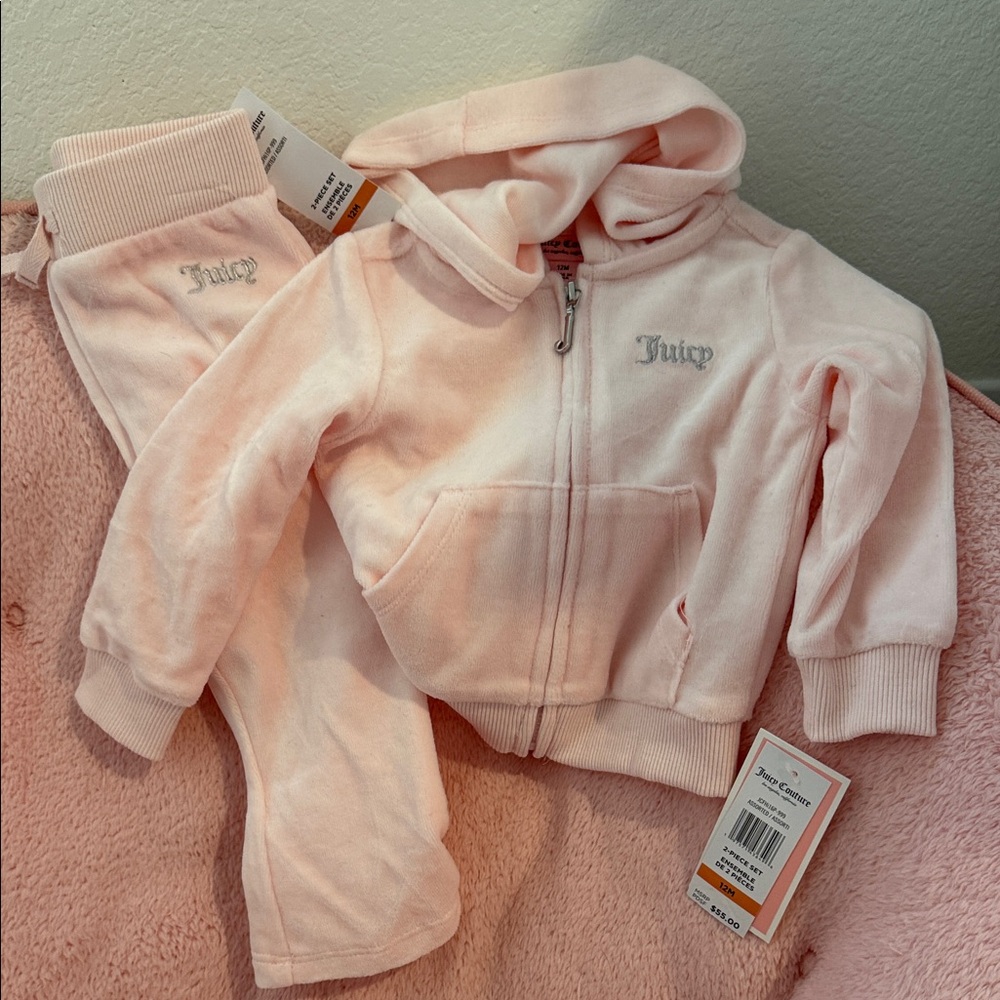 Juicy Couture Light Pink Velour Hoodie Set